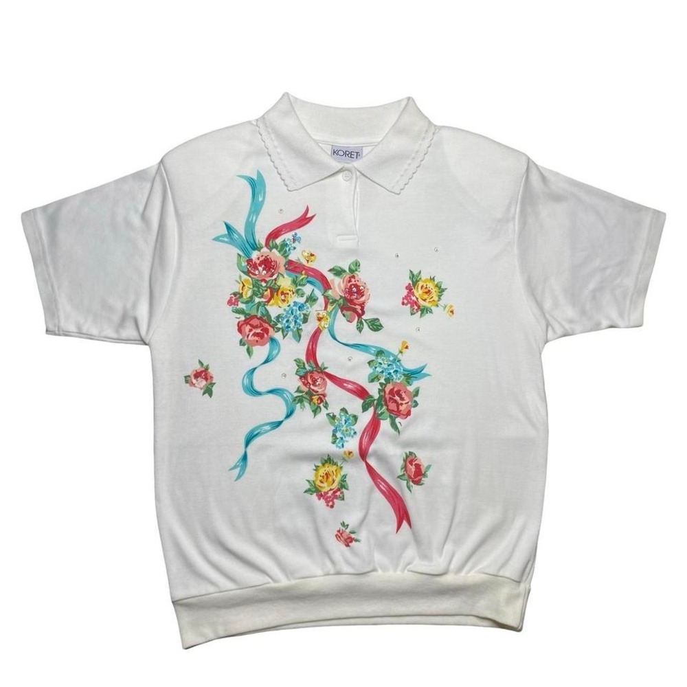 Vintage 80s 90s Women's Koret floral nature top